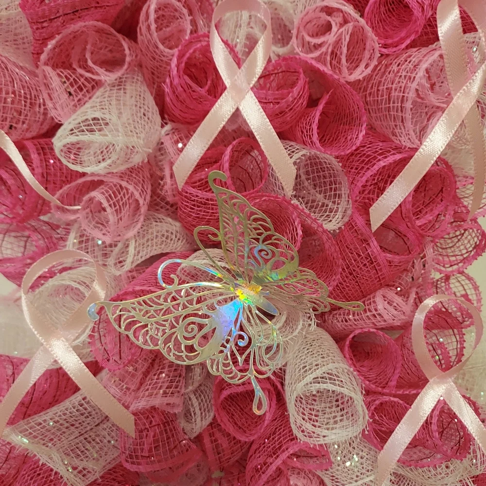Breast Cancer Awareness Wreath Swag for Door or Wall, Great Gift